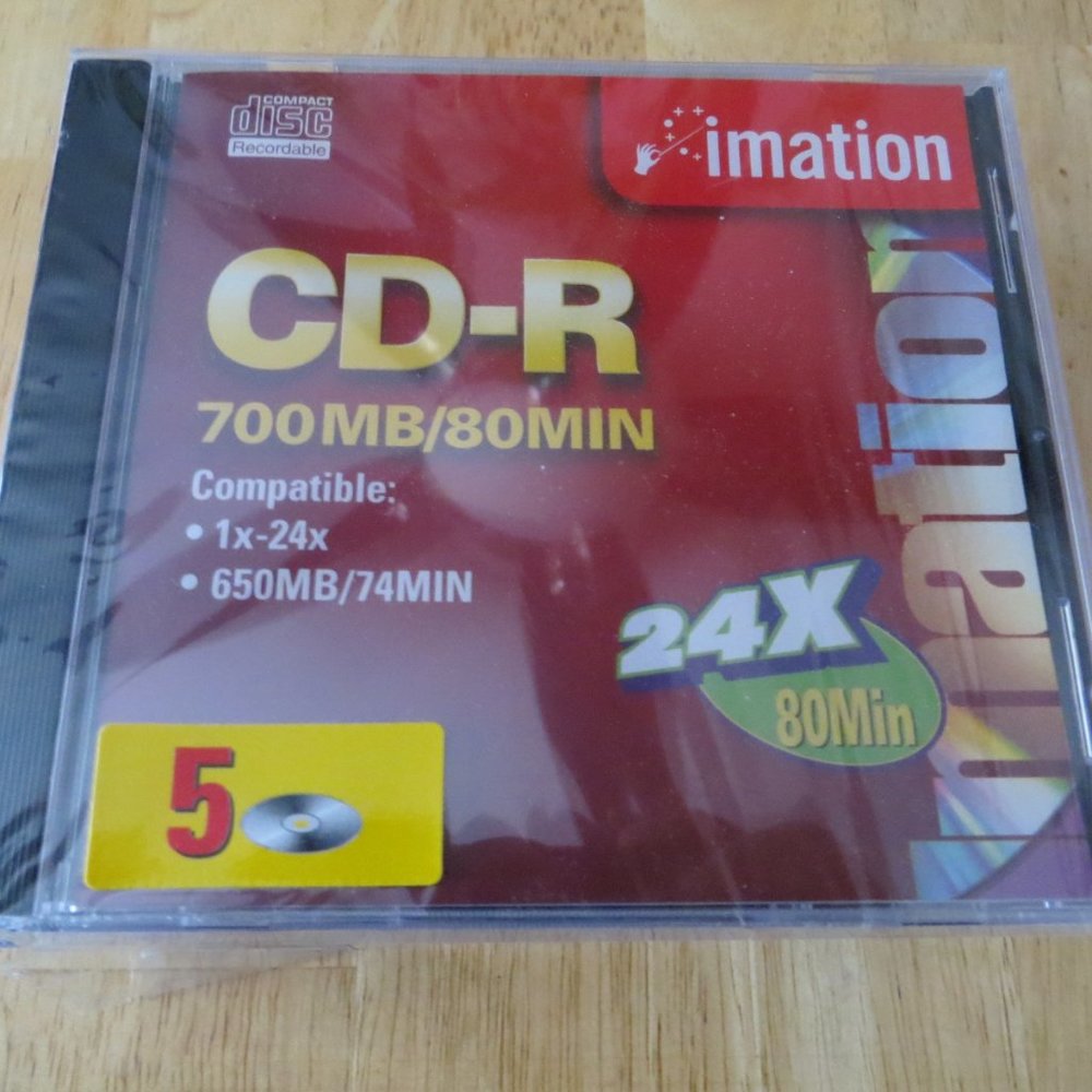 5 Pack Imation 80min/700MB CD-R with Jewel Cases